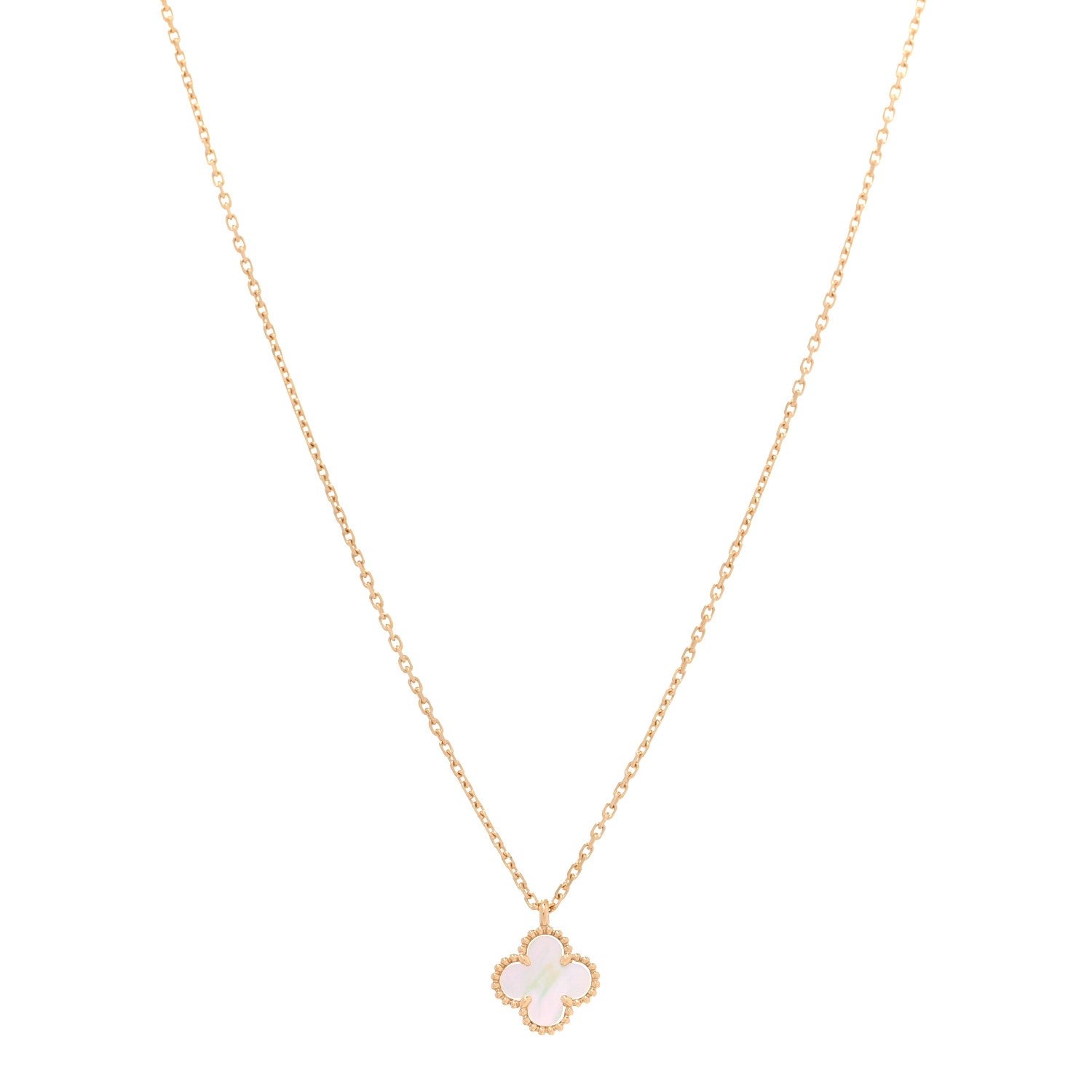 Van Cleef & Arpels 18K Yellow Gold Mother of Pearl Sweet Alhambra Pendant Necklace 1 of 6