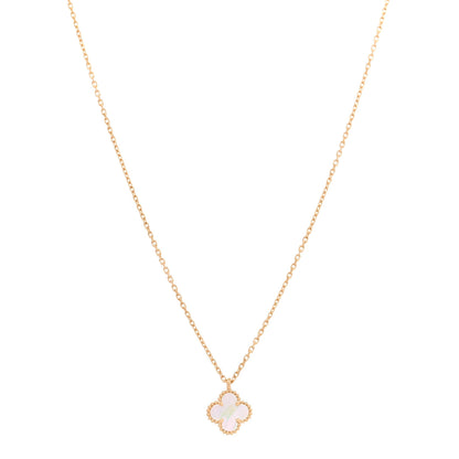 Van Cleef & Arpels 18K Yellow Gold Mother of Pearl Sweet Alhambra Pendant Necklace 1 of 6