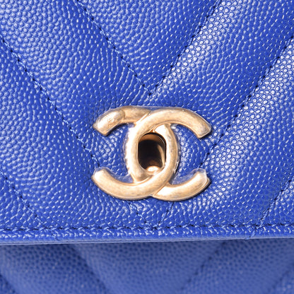 Chanel Caviar Chevron Quilted Mini Coco Handle Flap Blue 7 of 11