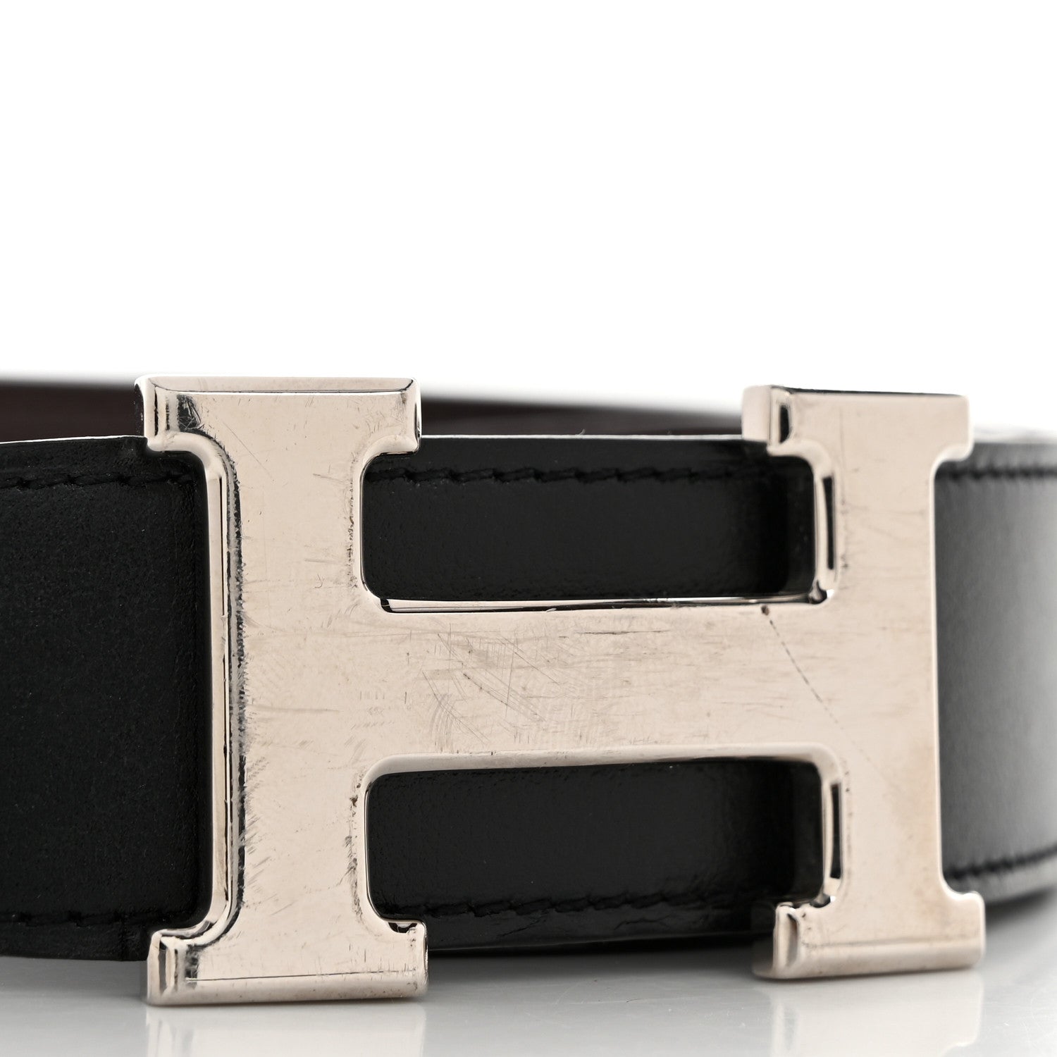 Hermes Box Togo 32mm H Belt 90 36 Black Chocolate 9 of 10