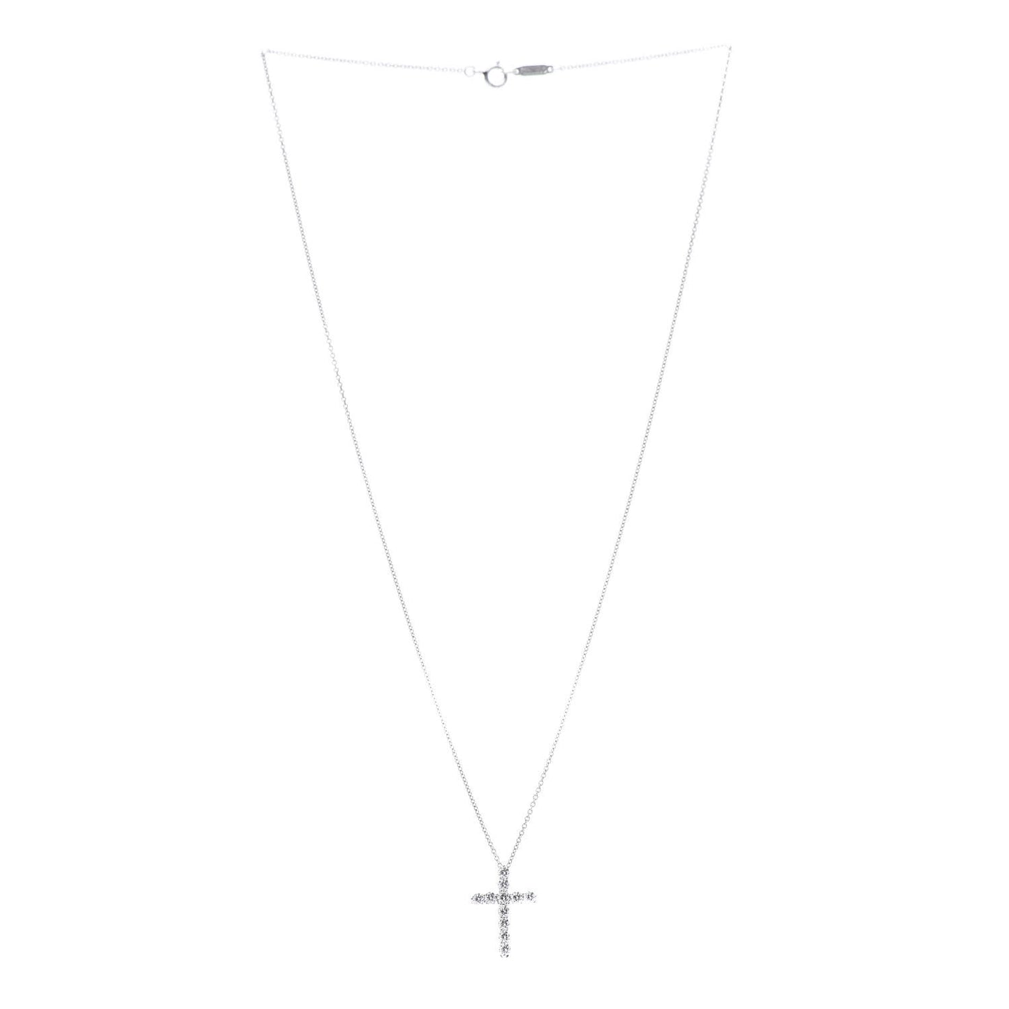 Platinum Diamond Small Cross Pendant Necklace