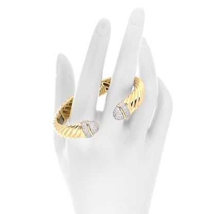 David Yurman 18K Yellow Gold Pave Diamond 10mm Waverly Bracelet 2 of 4