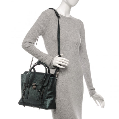 3.1 Phillip Lim 3.1 Metallic Textured Calfskin Medium Pashli Satchel Green 2 of 7