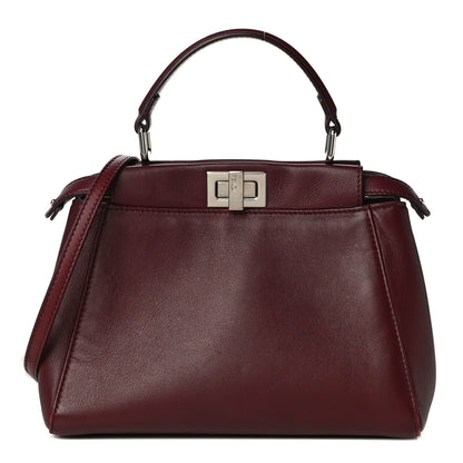 Fendi Nappa Mini Peekaboo Iconic Satchel Bordeaux 1 of 13