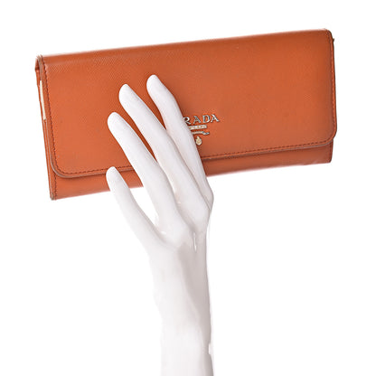 Prada Saffiano Multicolor Continental Flap Wallet Papaya 2 of 16