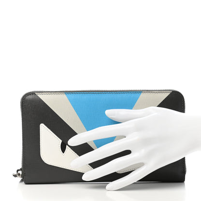 Fendi Vitello Elite Monster Eyes Zip Around Wallet Asfalto Multicolor 2 of 7