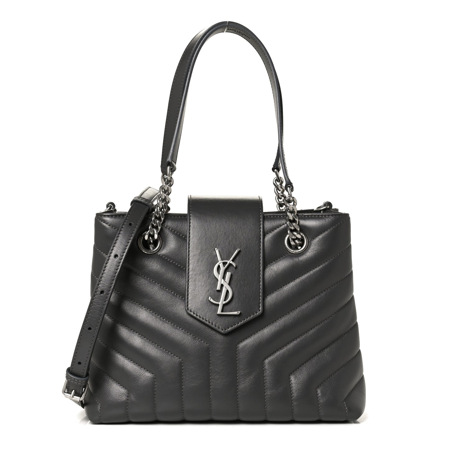 Calfskin Y Quilted Monogram Small Loulou Shopper Grey
