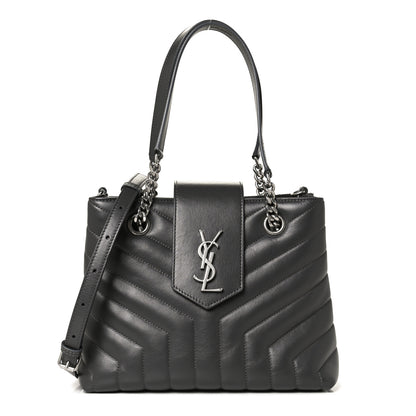 Saint Laurent Calfskin Y Quilted Monogram Small Loulou Shopper Grey 1 of 13