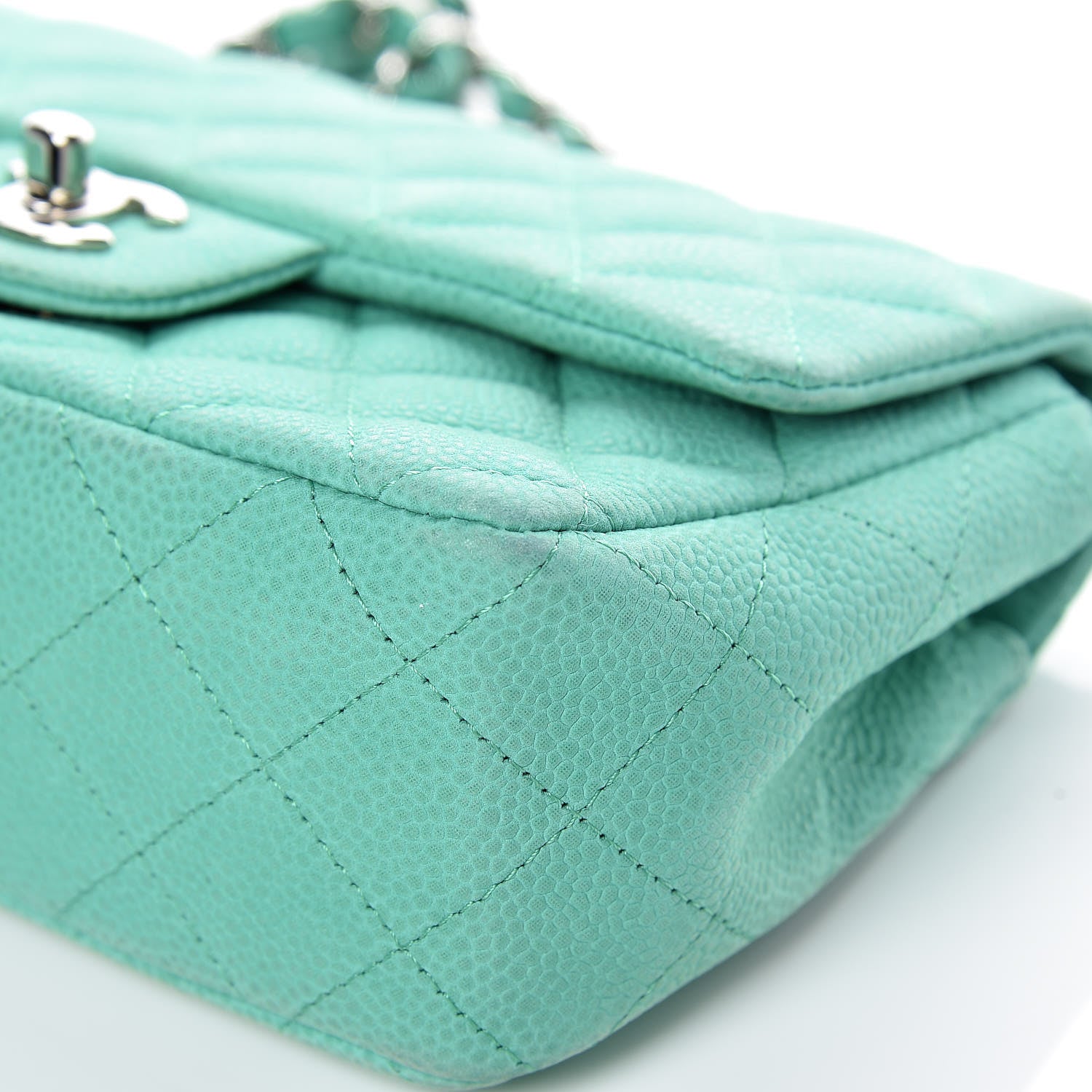 Chanel Iridescent Caviar Quilted Mini Rectangular Flap Green 11 of 15