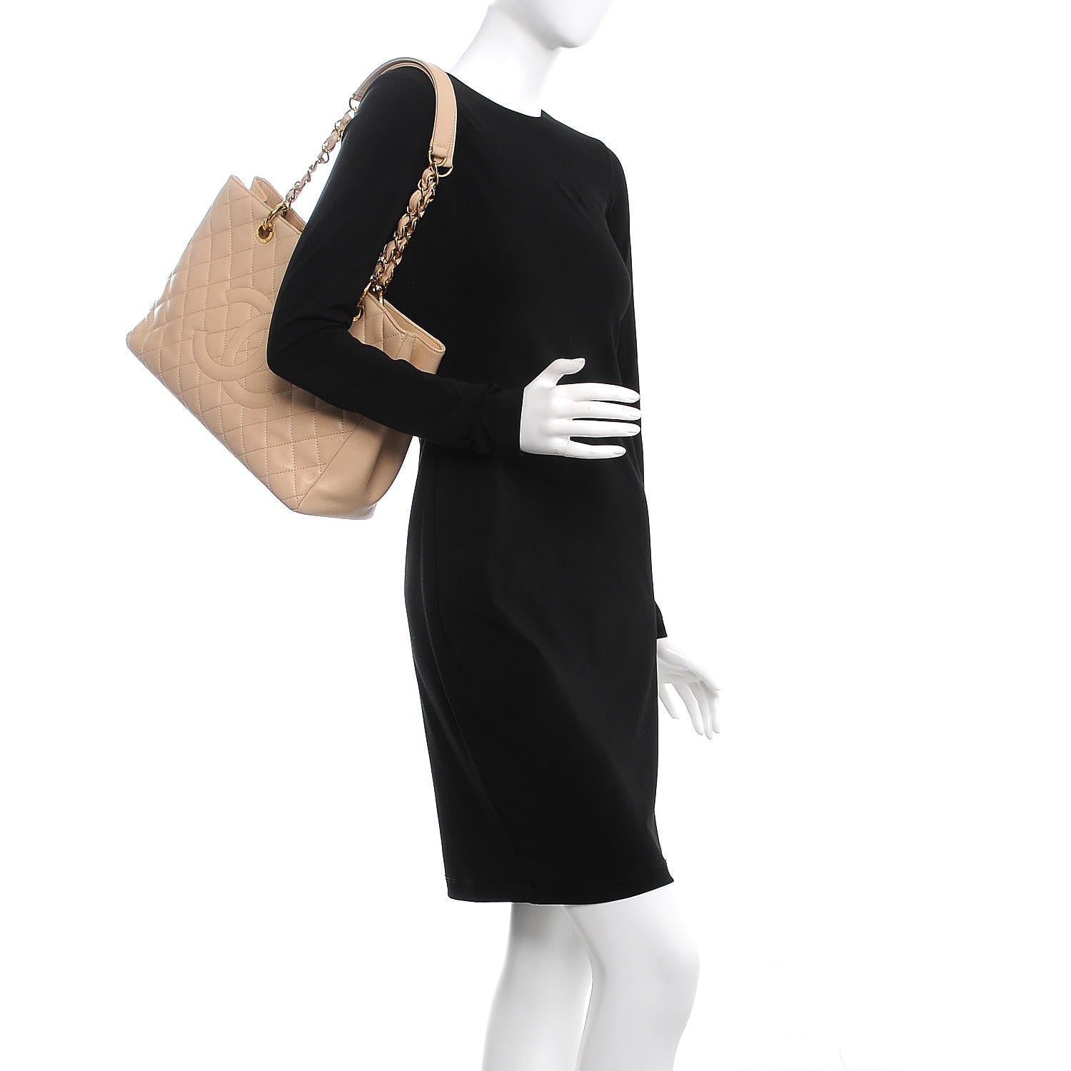 Chanel Caviar Quilted Grand Shopping Tote GST Beige Clair 3 of 19