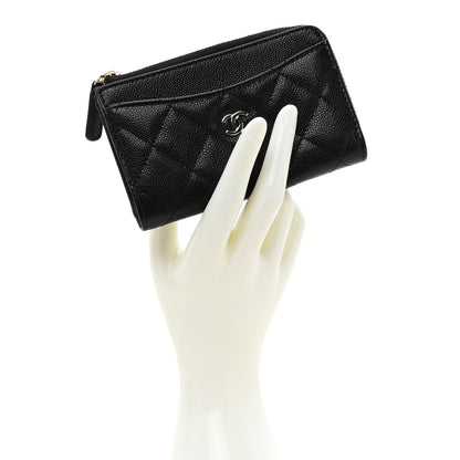 Chanel Caviar Quilted CC Zip Around Card Holder Black 2 of 10