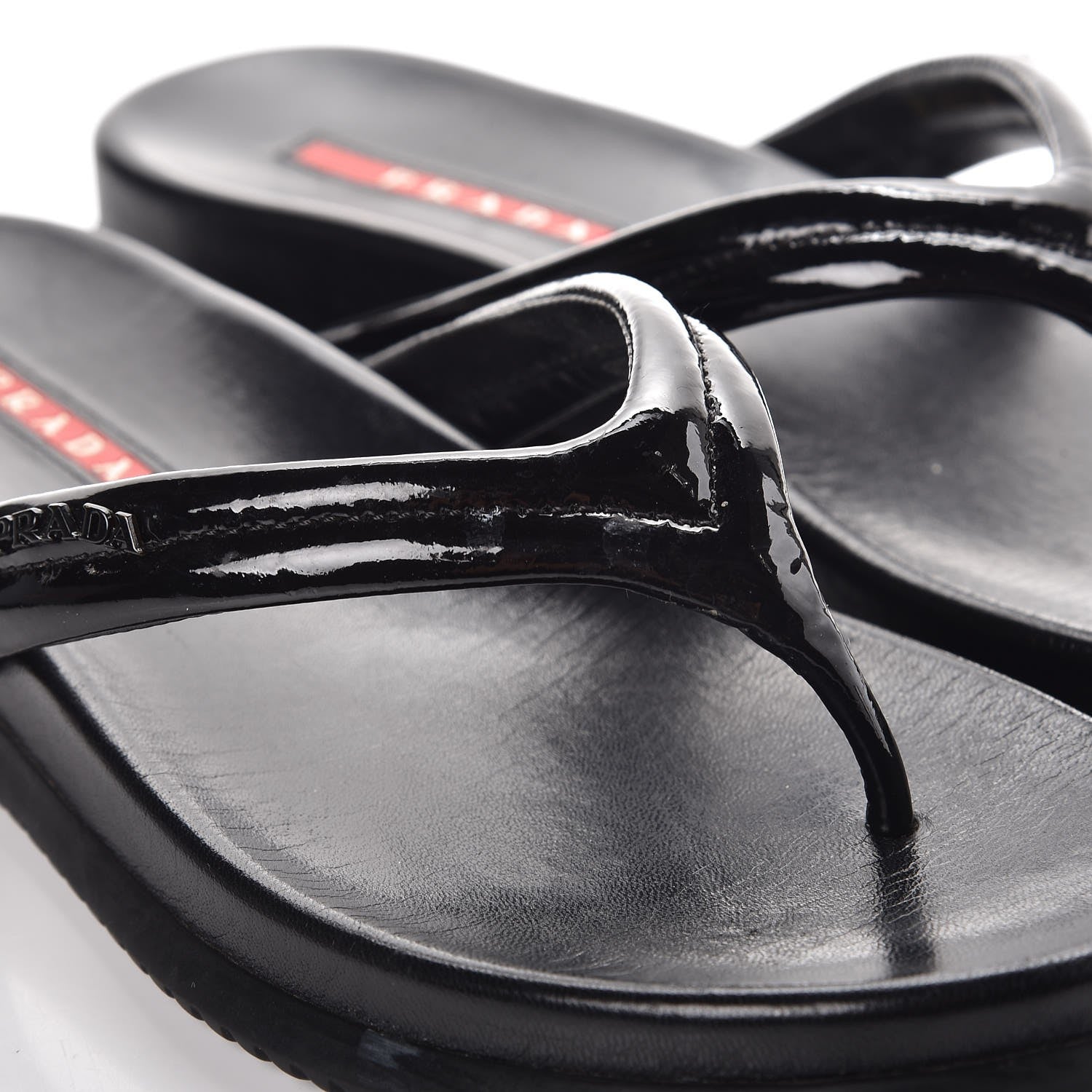 Prada Vernice Soft Thong Sandals 36 Black 11 of 15