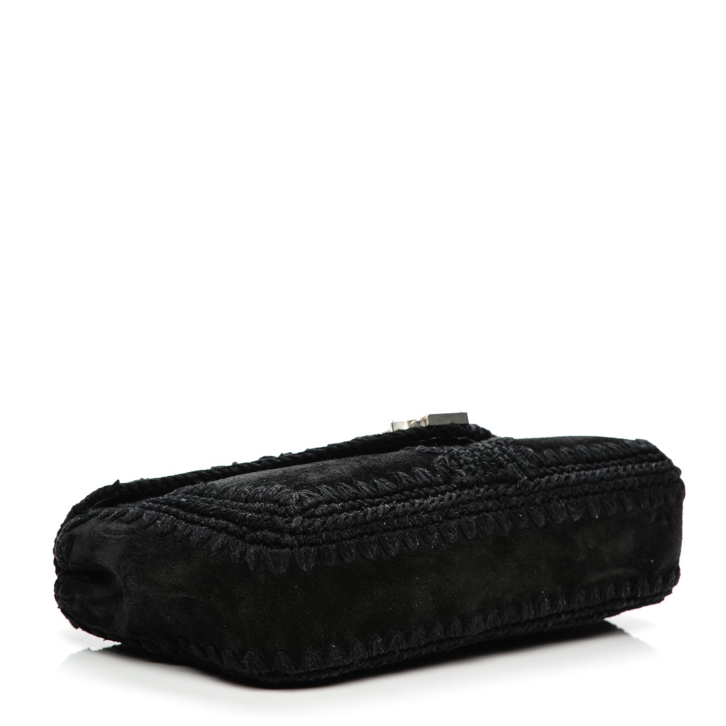 Suede Macrame Medium College Monogram Satchel Black