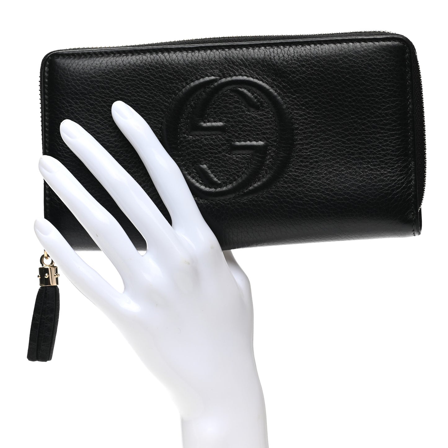 Pebbled Calfskin Soho Zip Around Wallet Black