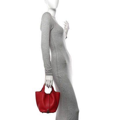 Hermes Taurillon Clemence Picotin Lock 18 PM Rouge Casaque 2 of 14