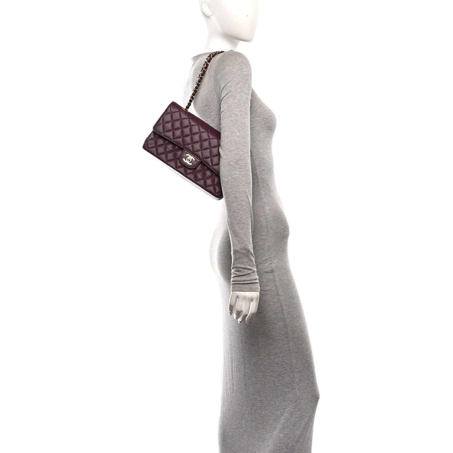 Chanel Caviar Quilted Medium Double Flap Burgundy 2 of 11