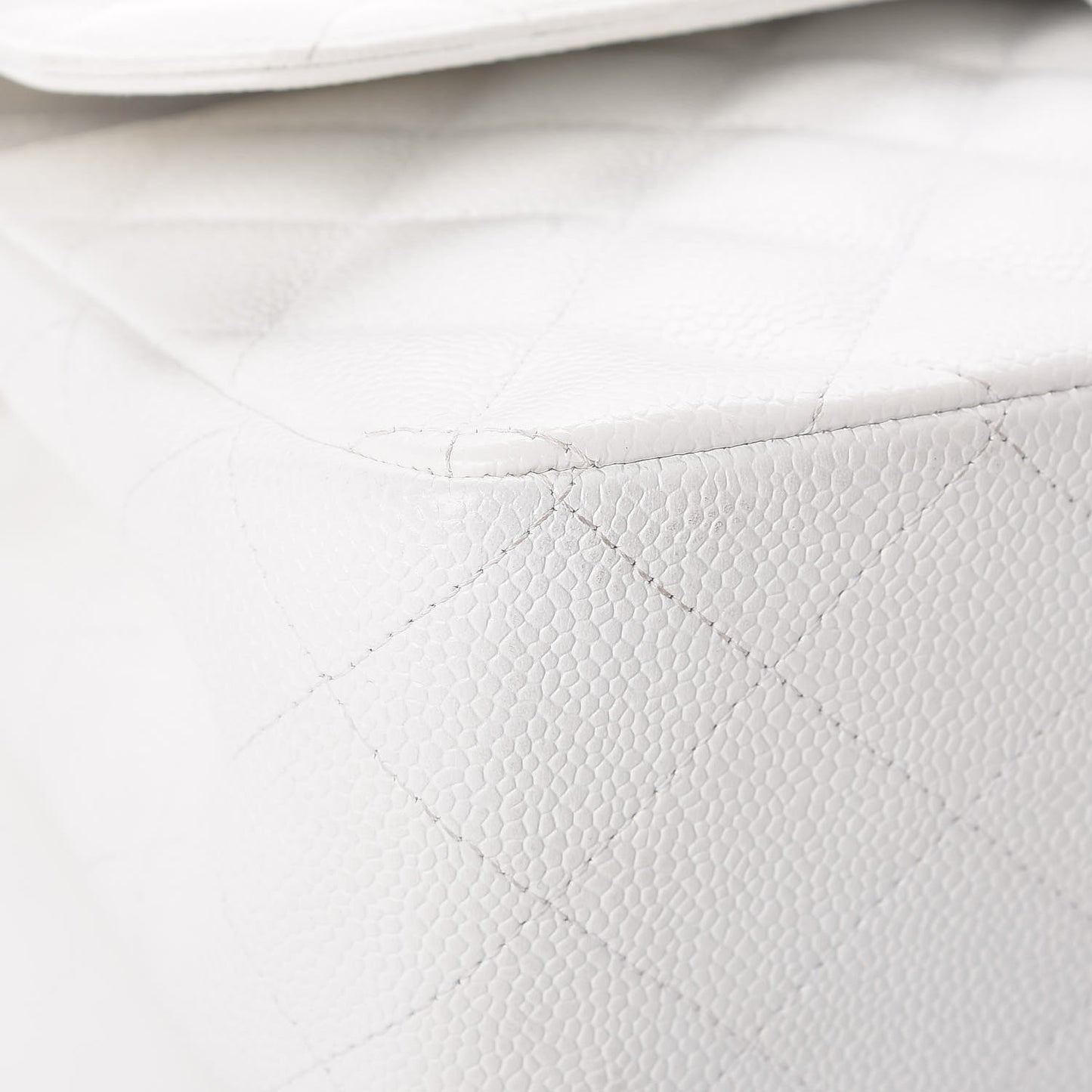 Caviar Quilted Jumbo Double Flap White