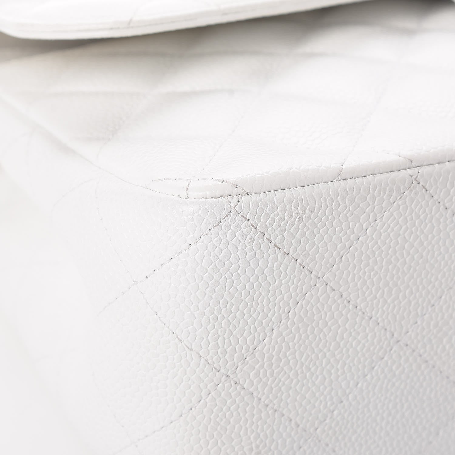 Chanel Caviar Quilted Jumbo Double Flap White 12 of 16