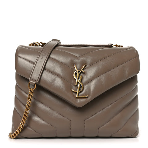 Calfskin Y Quilted Monogram Small Loulou Chain Satchel Dark Beige