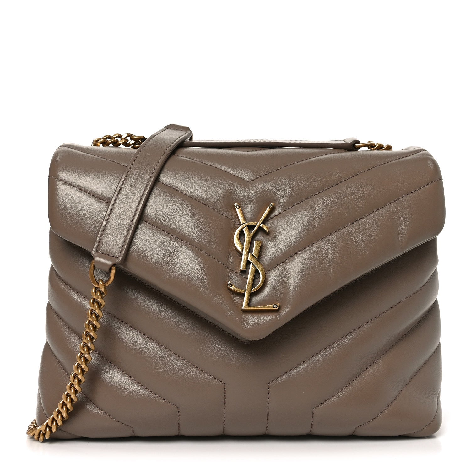 Saint Laurent Calfskin Y Quilted Monogram Small Loulou Chain Satchel Dark Beige 1 of 8