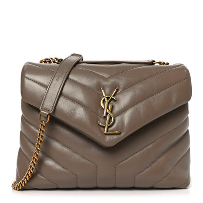 Saint Laurent Calfskin Y Quilted Monogram Small Loulou Chain Satchel Dark Beige 1 of 8