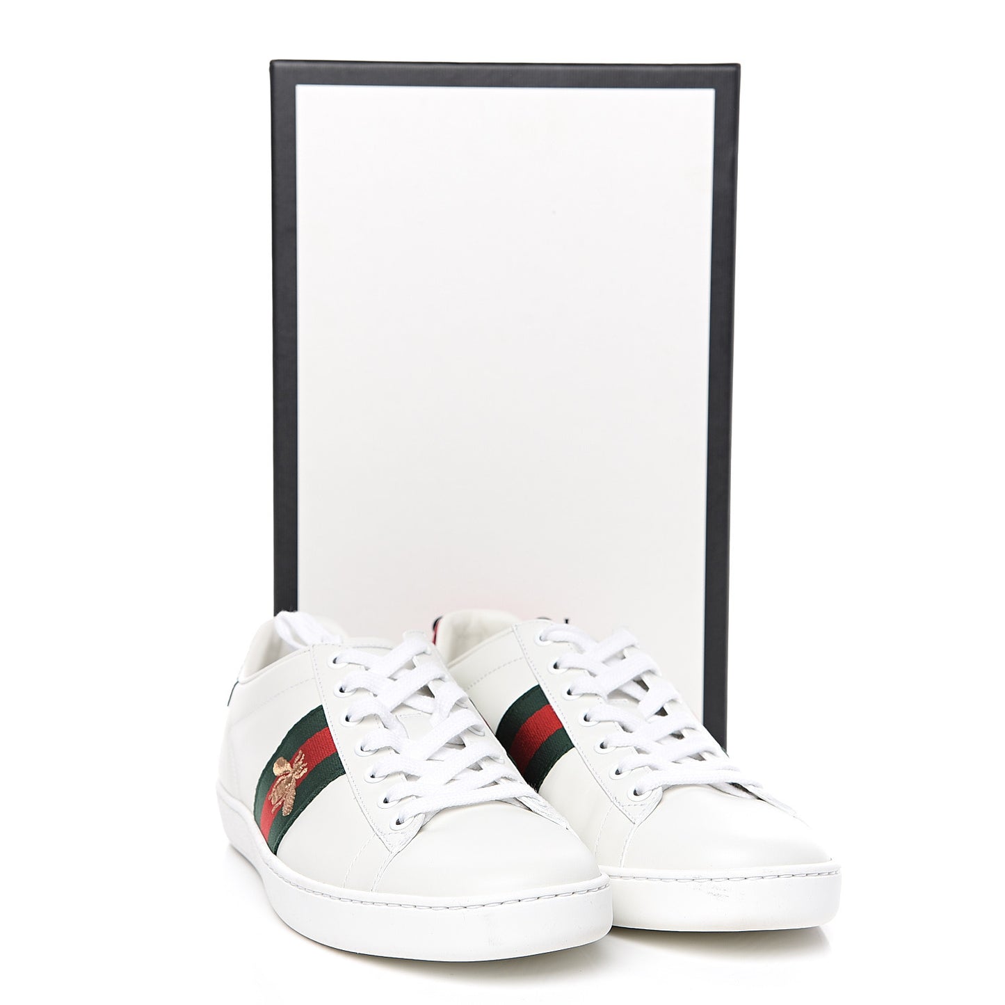 Calfskin Ayers Bee Embroidered Womens Ace Sneakers 37.5 White Green