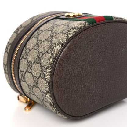 Gucci GG Supreme Monogram Textured Calfskin Web Ophidia Vanity Cosmetic Case Beige Ebony New Acero 10 of 15