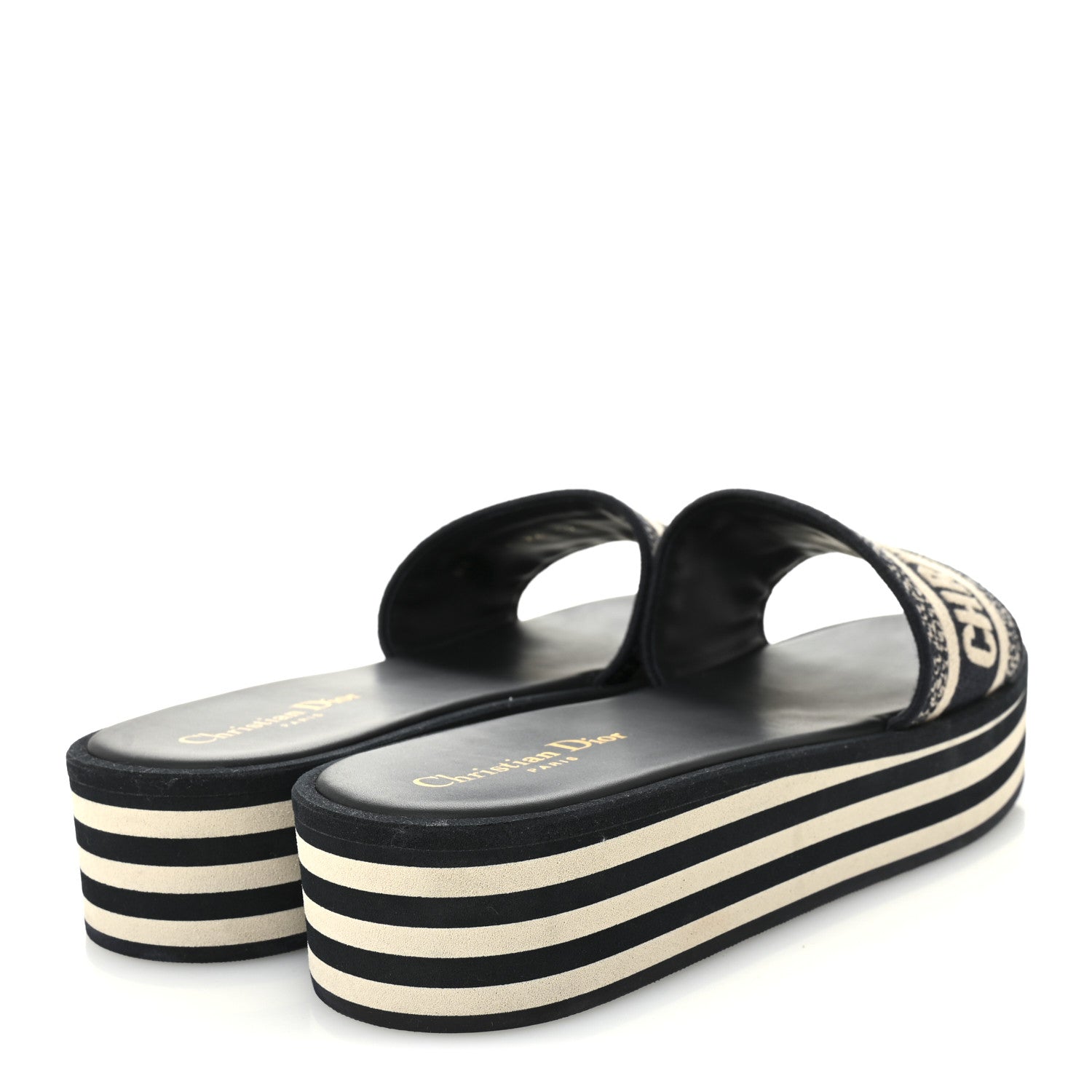 Christian Dior Canvas Embroidered D-Way Platform Sandals 39.5 Deep Blue 5 of 10