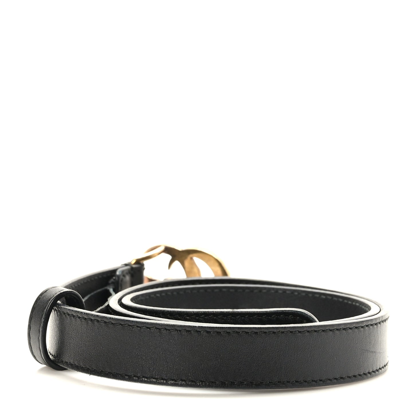 Calfskin Pearl Double G 20mm Belt Black Cream