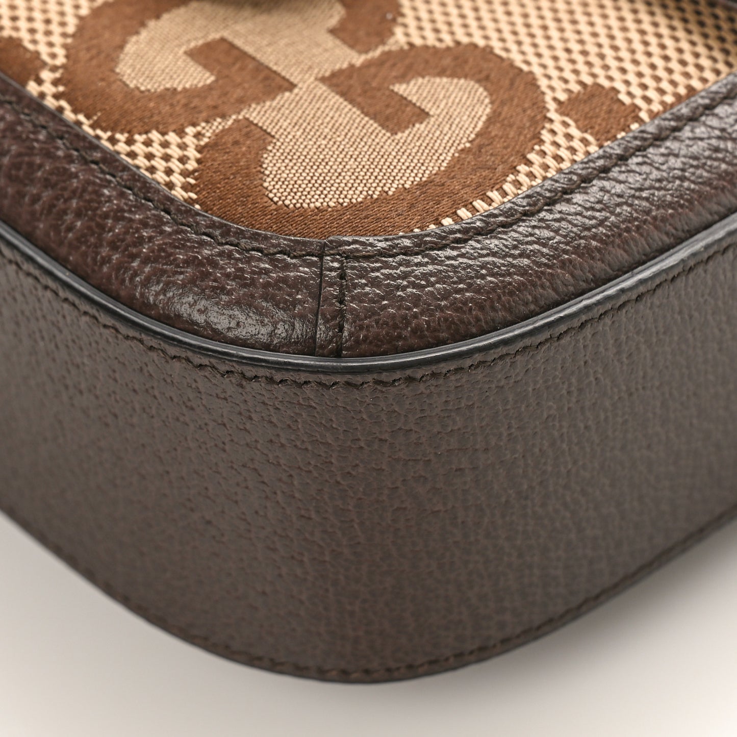 Monogram Jumbo GG Textured Dollar Calfskin Web Mini Horsebit 1955 Shoulder Bag Camel Ebony New Acero