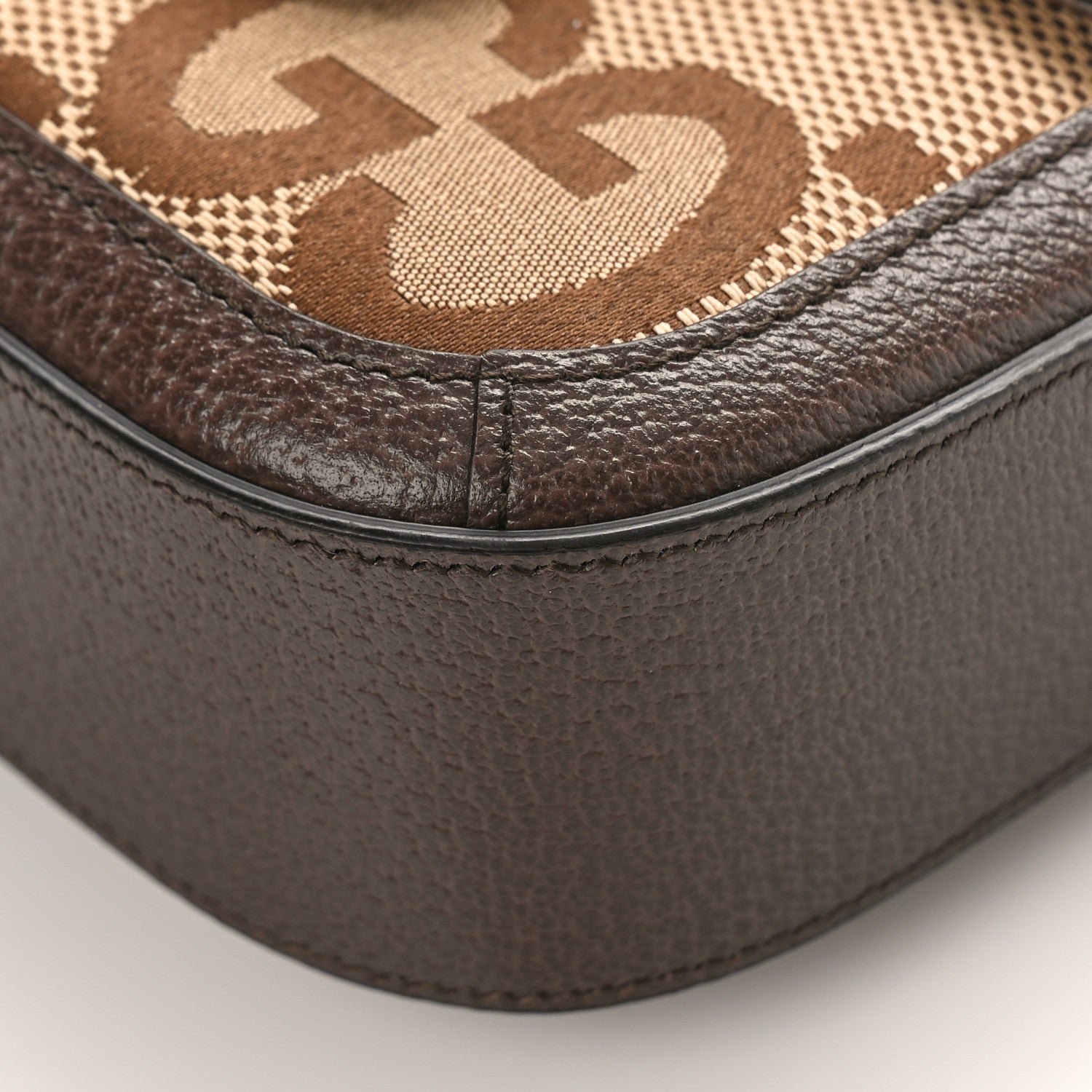 Gucci Monogram Jumbo GG Textured Dollar Calfskin Web Mini Horsebit 1955 Shoulder Bag Camel Ebony New Acero 8 of 8