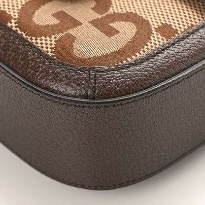 Gucci Monogram Jumbo GG Textured Dollar Calfskin Web Mini Horsebit 1955 Shoulder Bag Camel Ebony New Acero 8 of 8