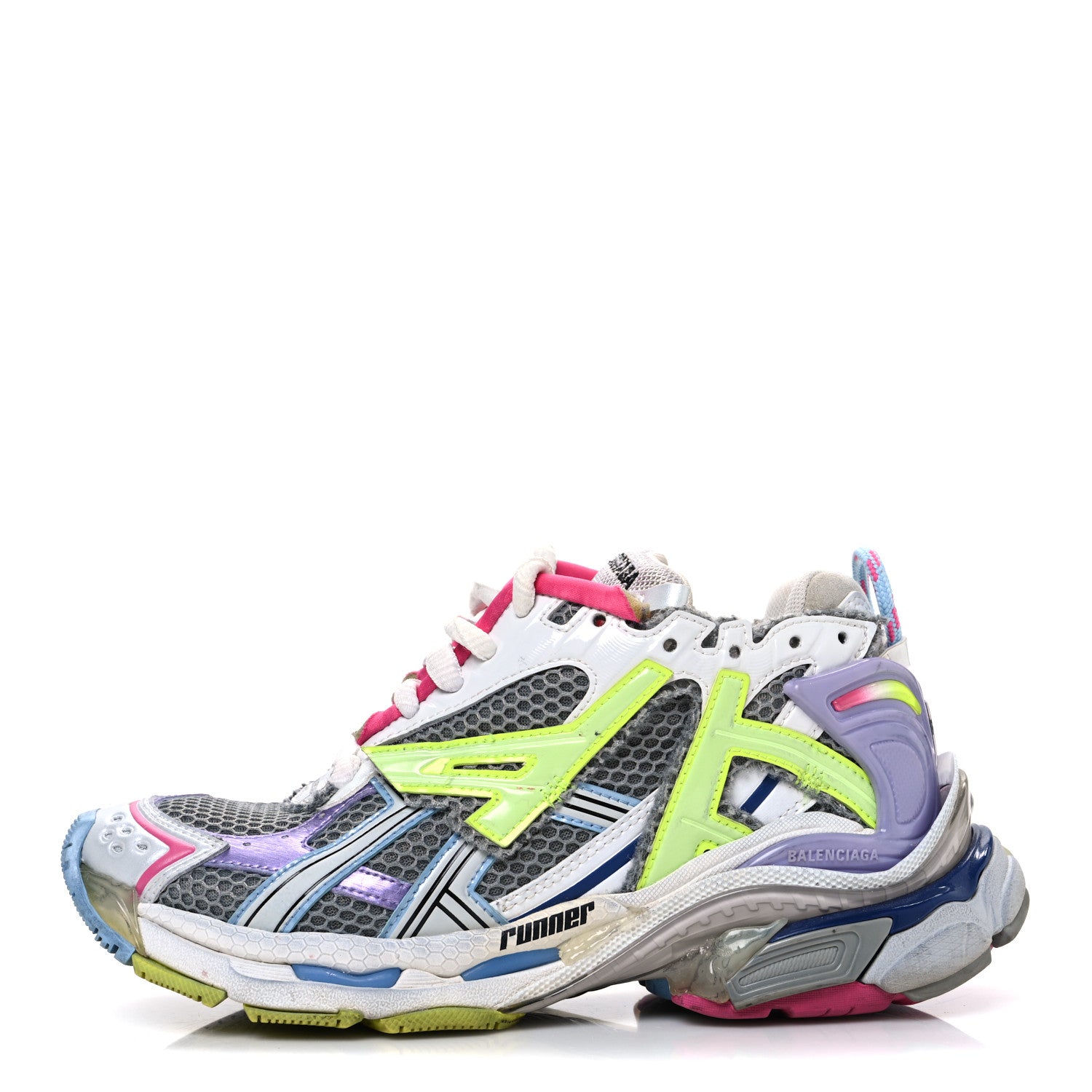 Balenciaga Mesh Rubber Womens Runner Sneakers 37 Multicolor 1 of 9