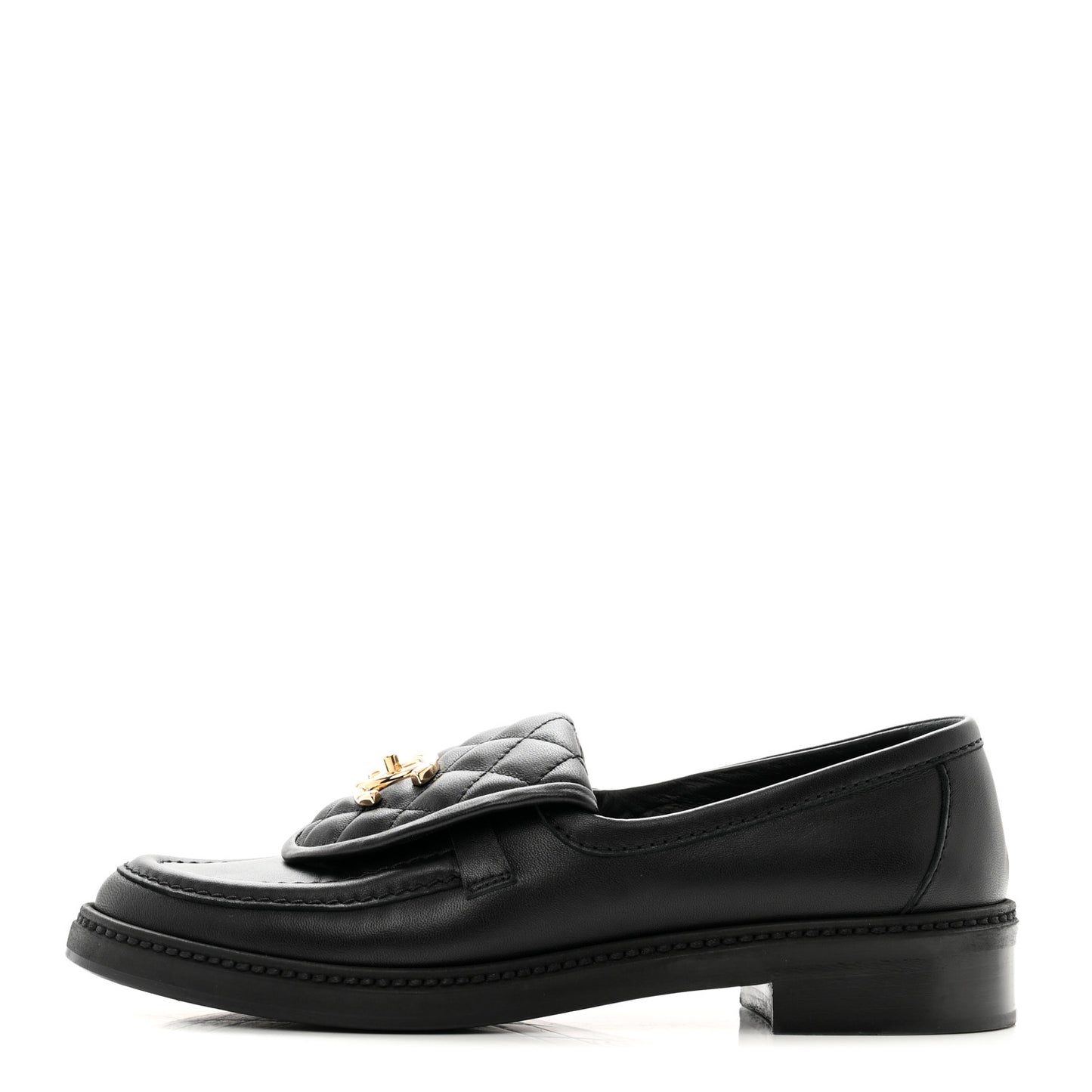 Lambskin Quilted CC Turnlock Loafers 38 Black