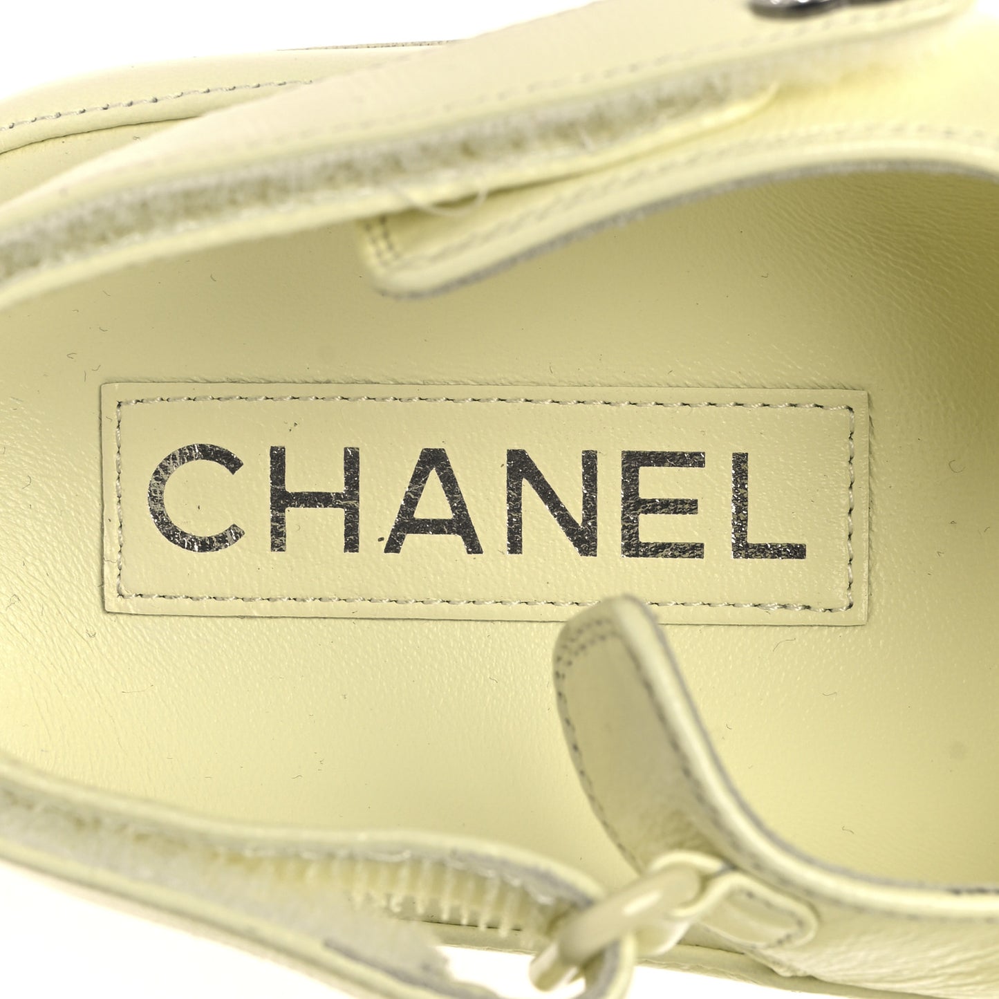 Lambskin Crystal CC Velcro Dad Sandals 39.5 Light Yellow