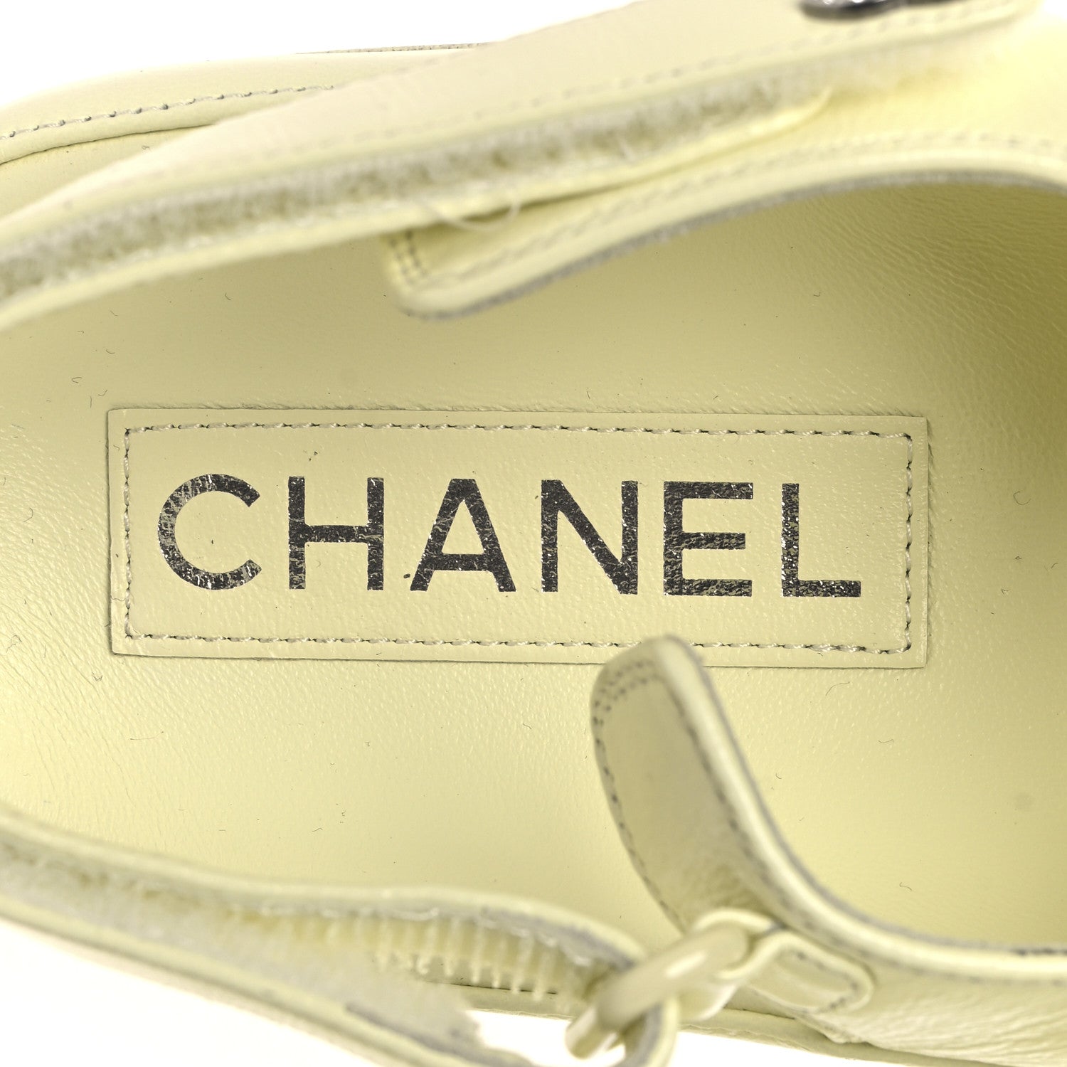 Chanel Lambskin Crystal CC Velcro Dad Sandals 39.5 Light Yellow 9 of 10