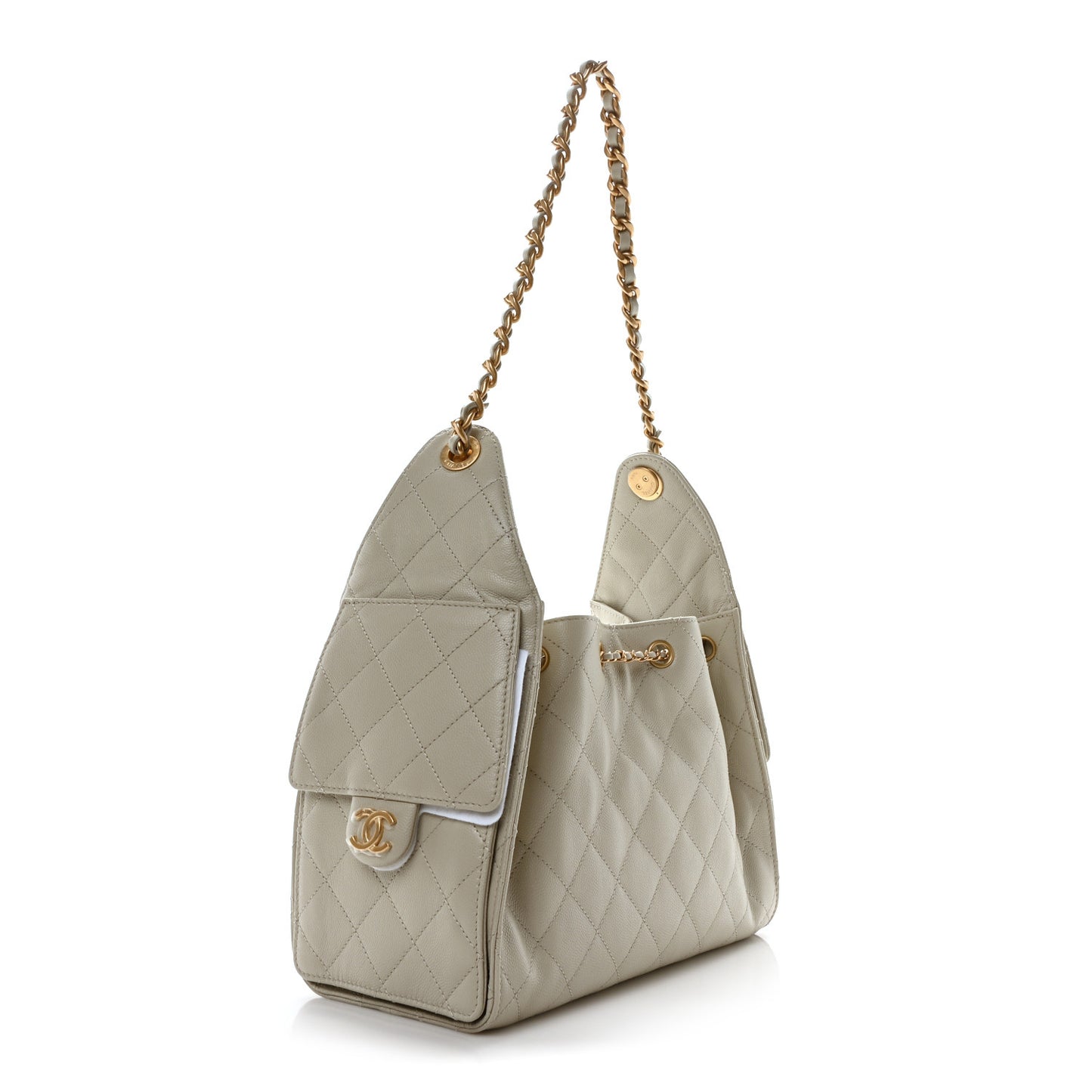 Caviar Quilted Small Chanel 25 Handbag Light Grey
