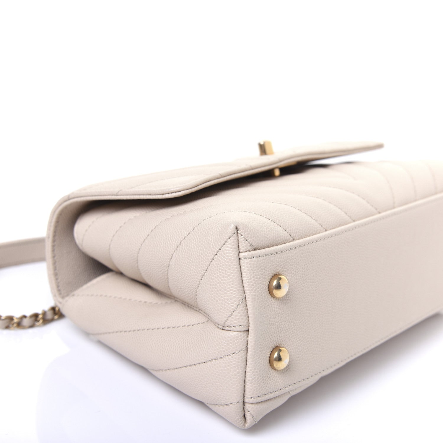Chanel Caviar Lizard Chevron Quilted Mini Coco Handle Flap Ivory 11 of 17
