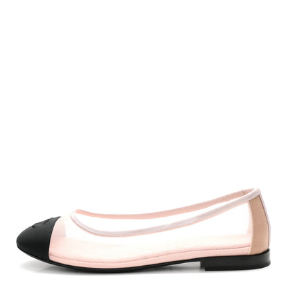 Chanel Mesh Grosgrain CC Ballerina Flats 38.5 Pink Black 1 of 9