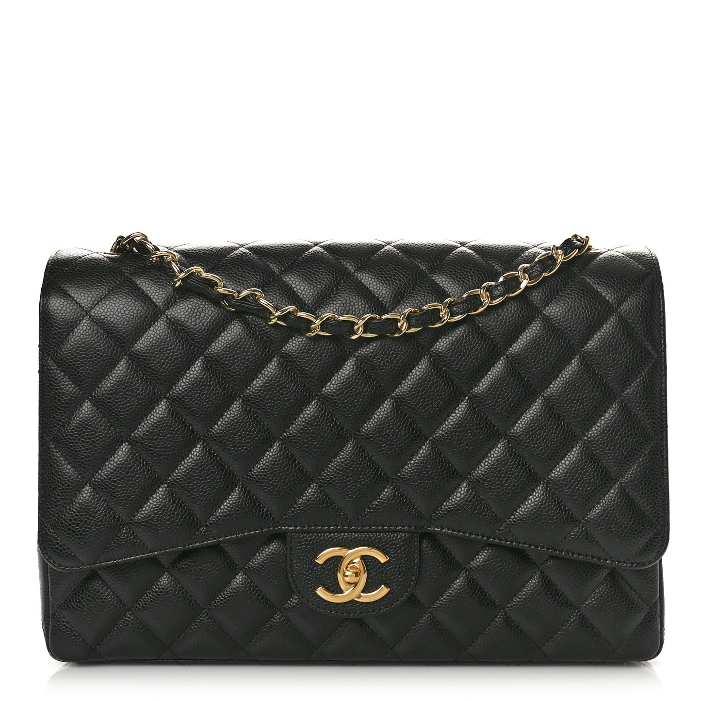 Caviar Quilted Maxi Double Flap Black