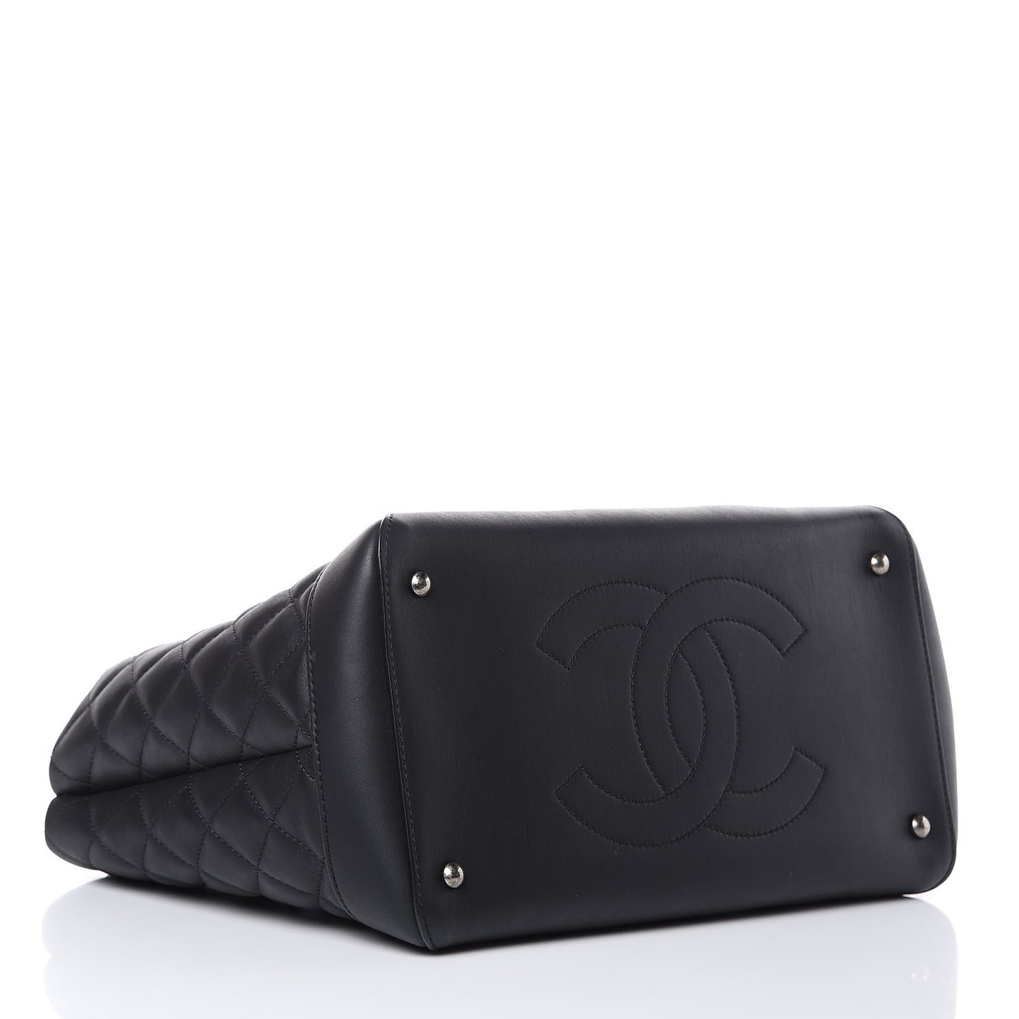 Calfskin Quilted Small Easy Shopping Tote Black