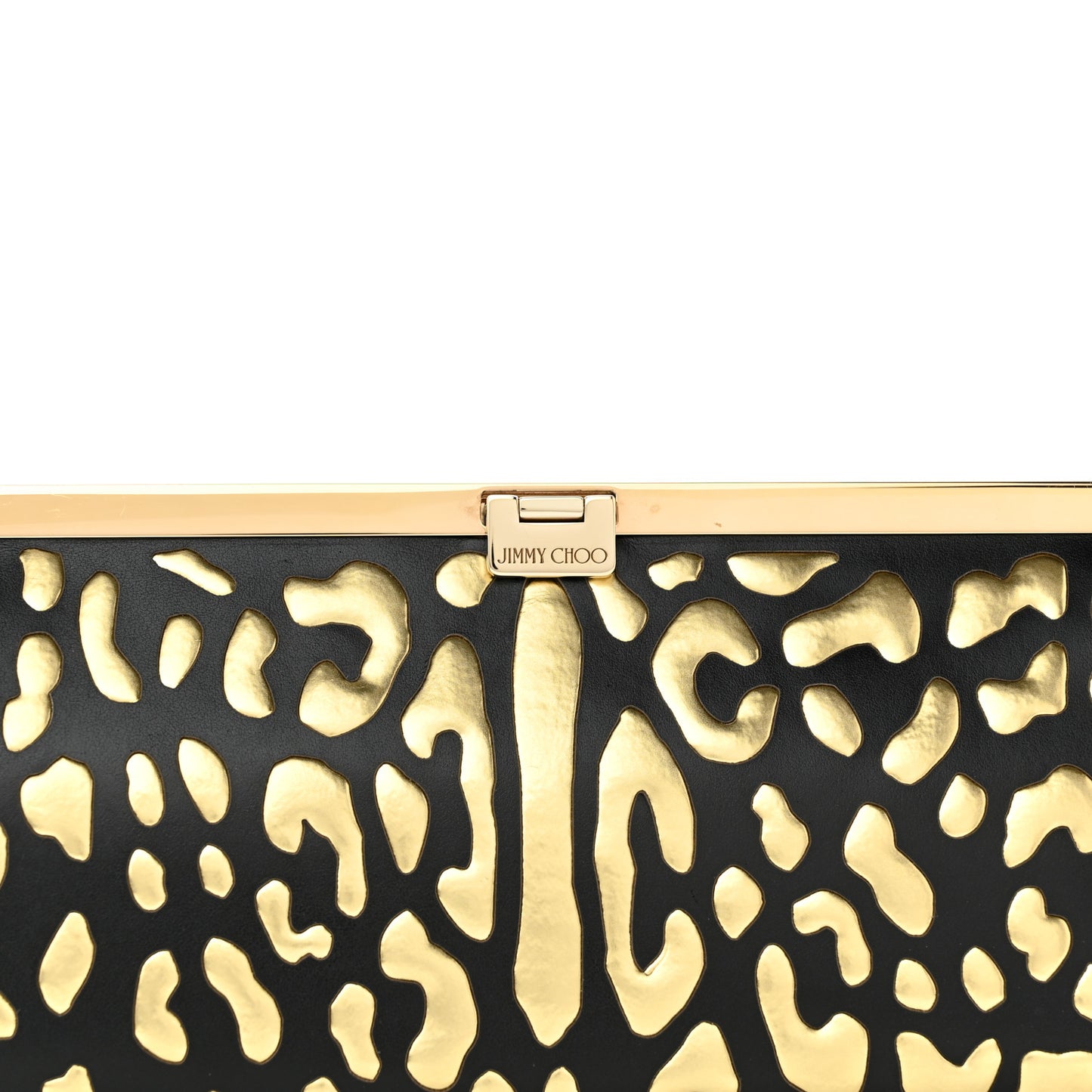 Calfskin Metallic Clutch Black Gold