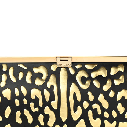 Jimmy Choo Calfskin Metallic Clutch Black Gold 7 of 10