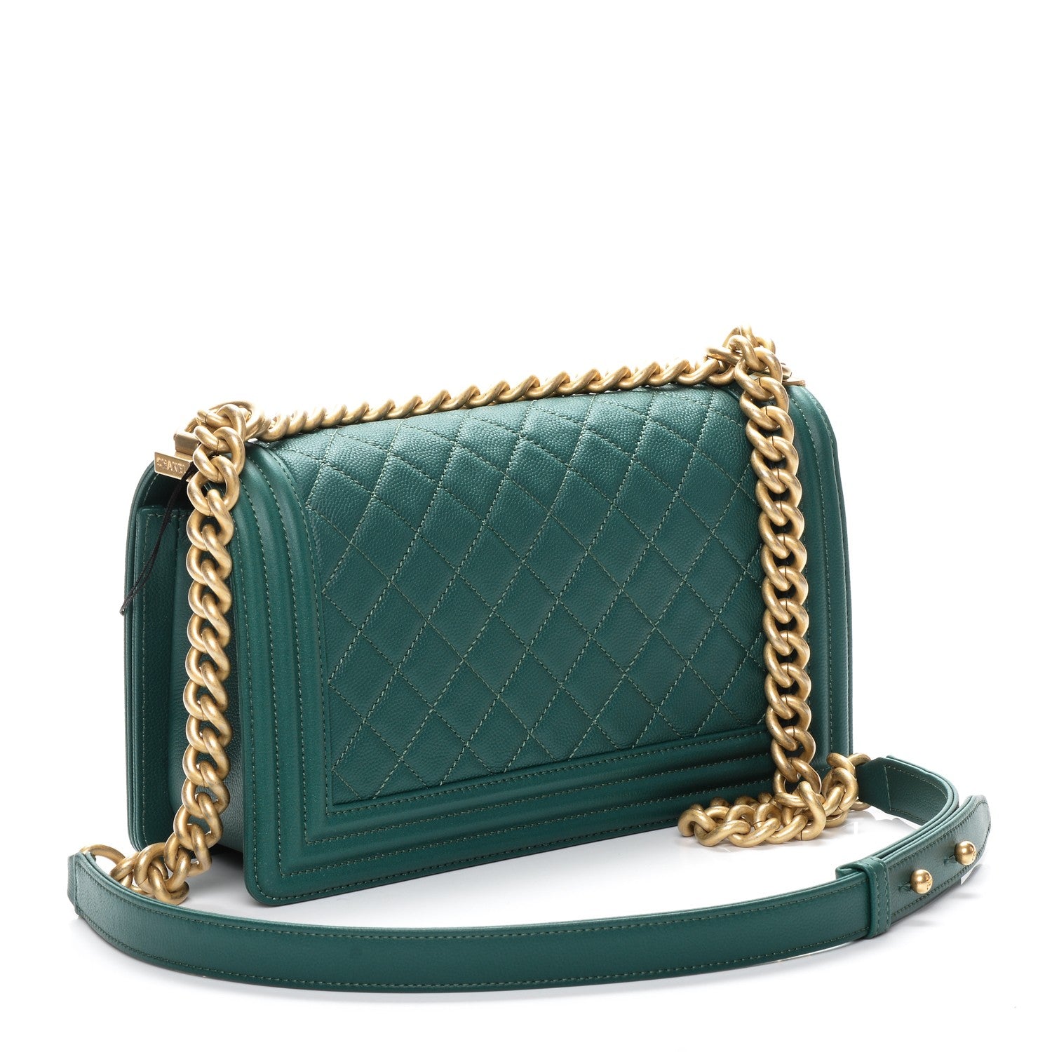 Chanel Caviar Quilted Medium Boy Flap Dark Green 3 of 7