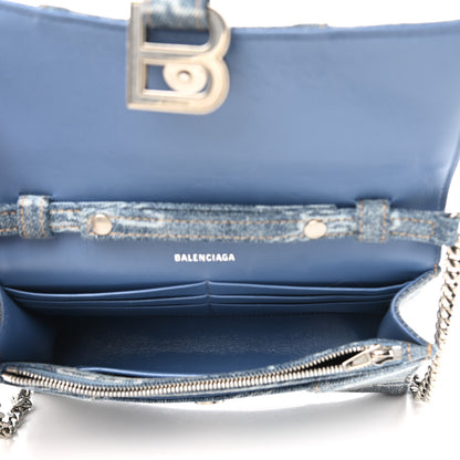 Balenciaga Denim BB Monogram Hourglass Chain Bag Blue 5 of 9