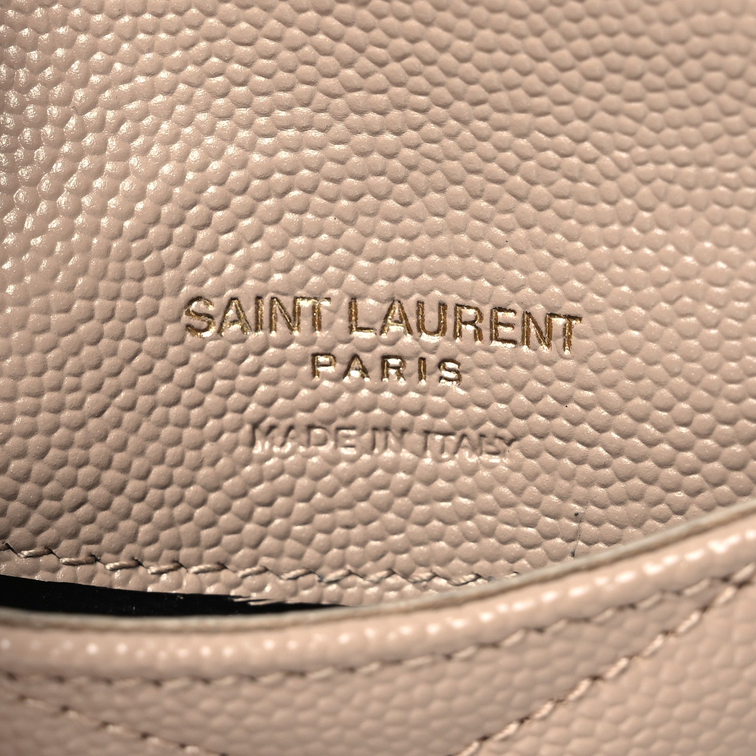Saint Laurent Grain De Poudre Matelasse Chevron Monogram Compact Wallet Dark Beige 7 of 11