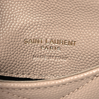 Saint Laurent Grain De Poudre Matelasse Chevron Monogram Compact Wallet Dark Beige 7 of 11