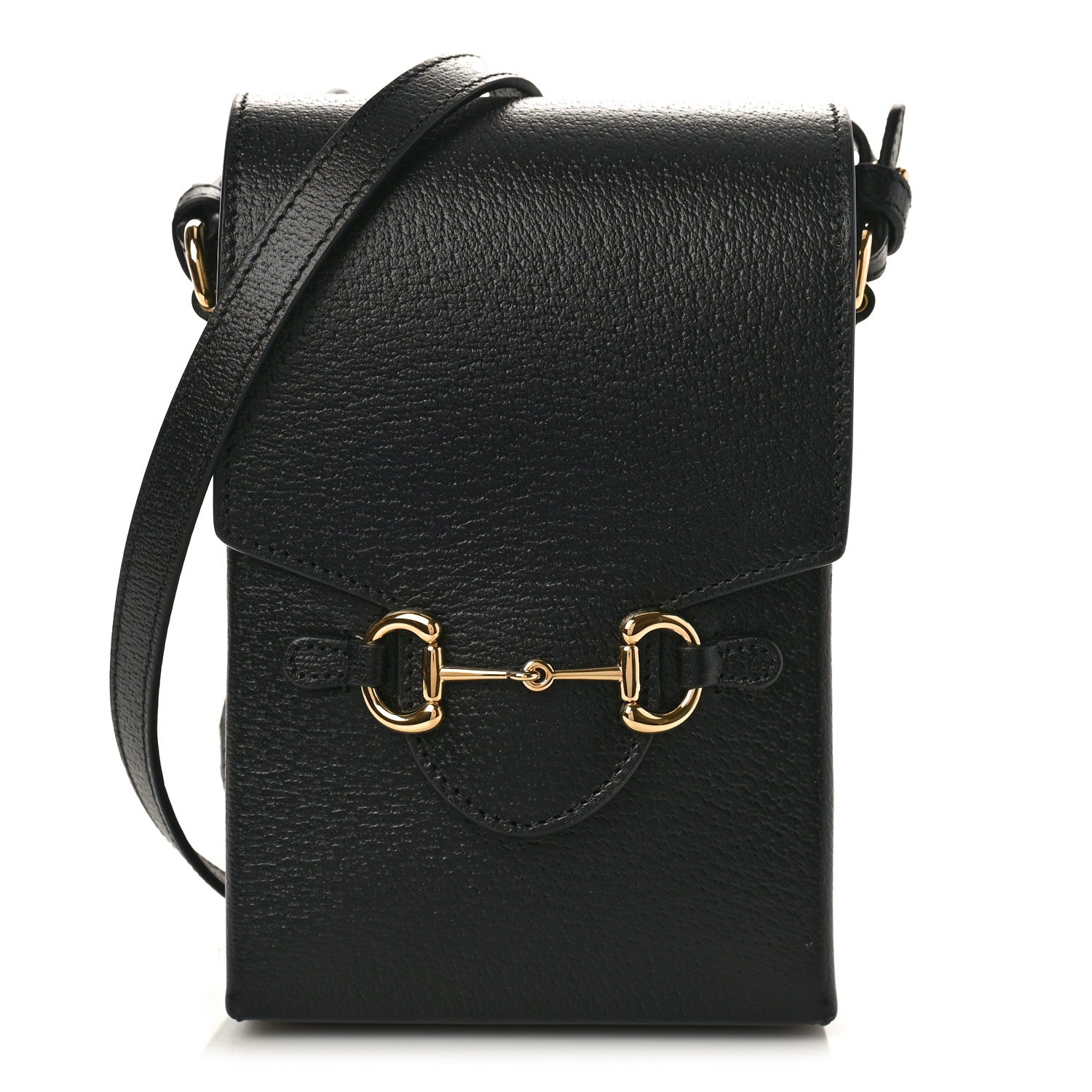 Gucci Dollar Calfskin Vertical Horsebit 1955 Crossbody Bag Black 1 of 8