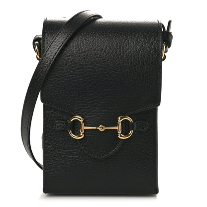 Gucci Dollar Calfskin Vertical Horsebit 1955 Crossbody Bag Black 1 of 8