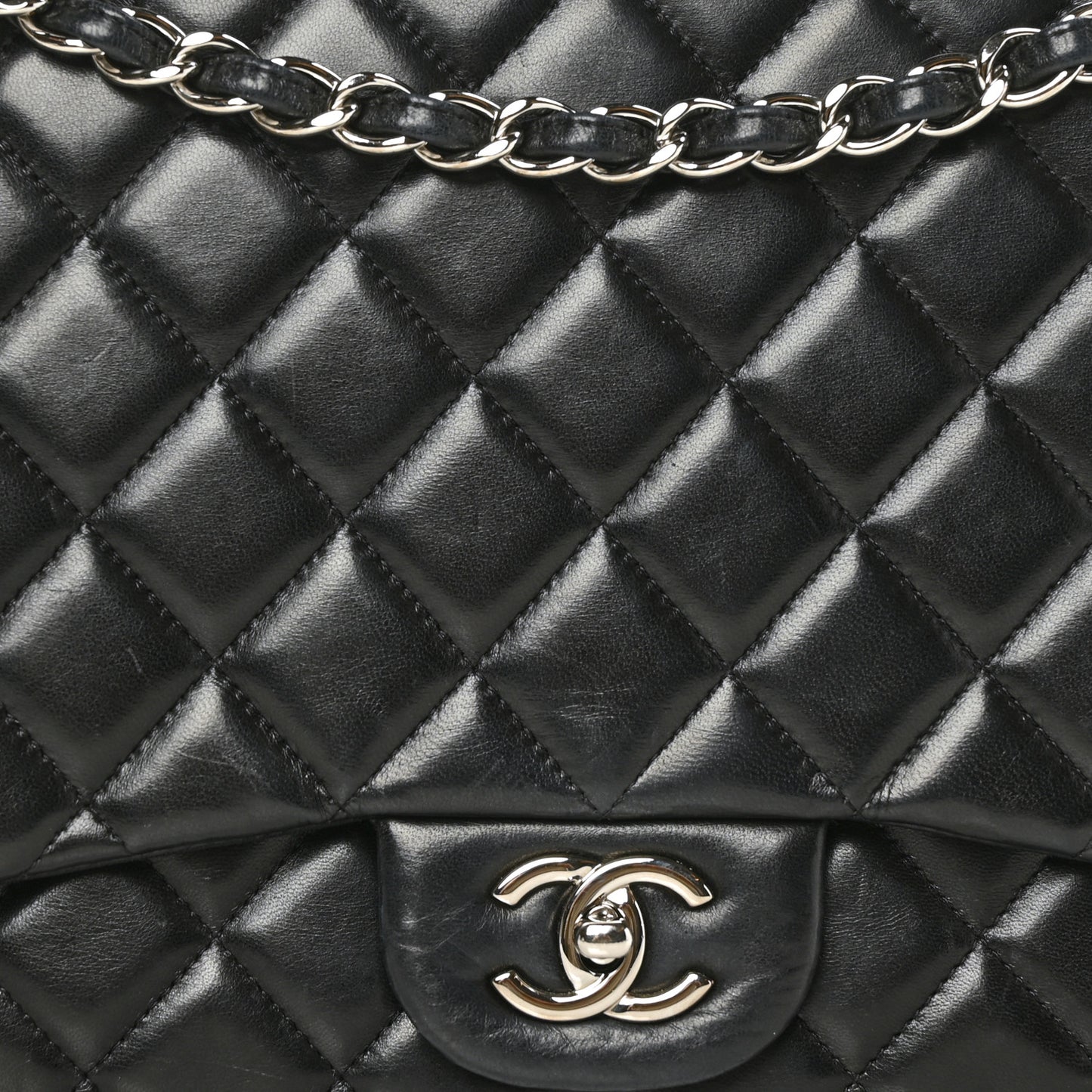 Lambskin Quilted Maxi Single Flap Black